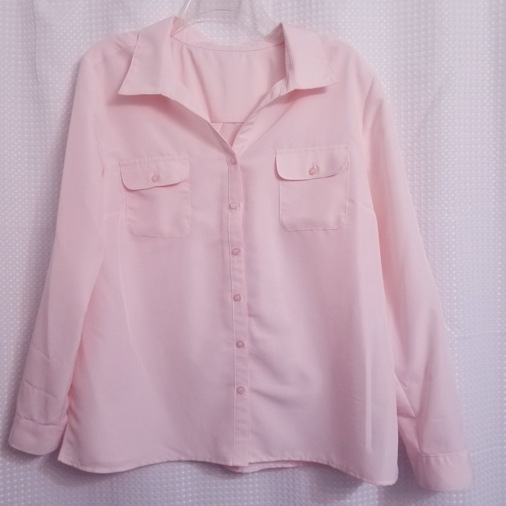 Blush Pink Silk like Button down Shirt
